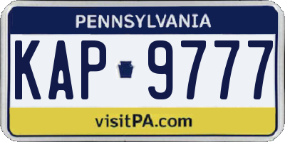 PA license plate KAP9777