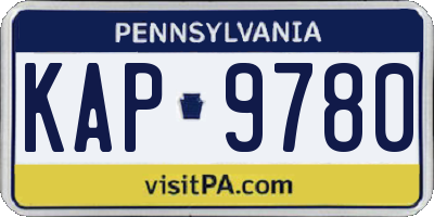 PA license plate KAP9780