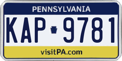 PA license plate KAP9781