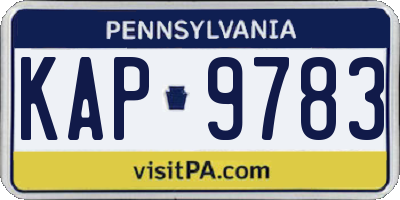 PA license plate KAP9783