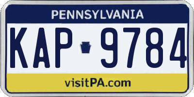 PA license plate KAP9784