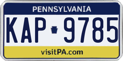 PA license plate KAP9785