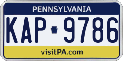 PA license plate KAP9786