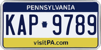 PA license plate KAP9789