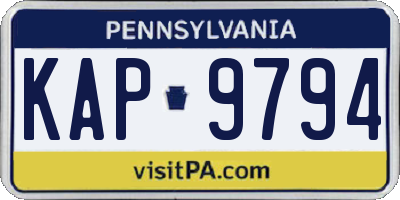 PA license plate KAP9794