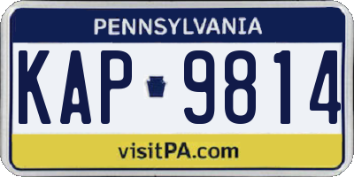 PA license plate KAP9814