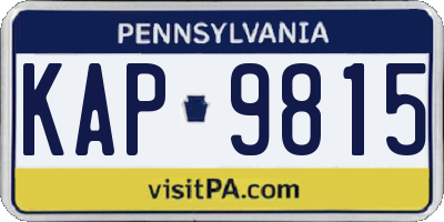 PA license plate KAP9815