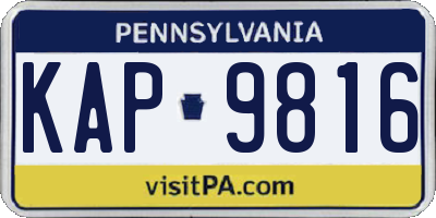 PA license plate KAP9816
