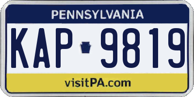 PA license plate KAP9819