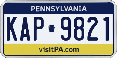 PA license plate KAP9821