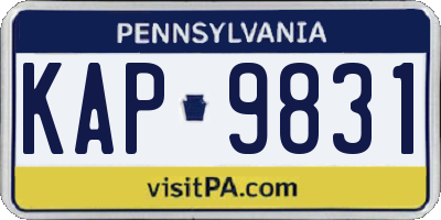 PA license plate KAP9831