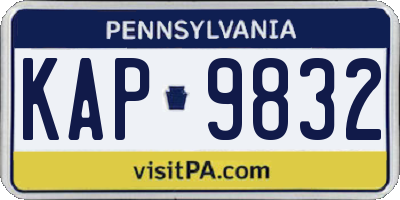 PA license plate KAP9832