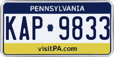 PA license plate KAP9833