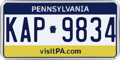 PA license plate KAP9834