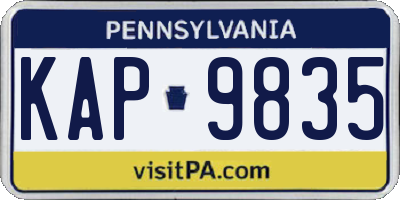 PA license plate KAP9835