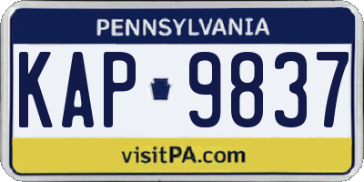 PA license plate KAP9837