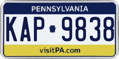 PA license plate KAP9838