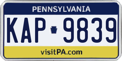 PA license plate KAP9839