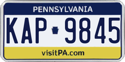 PA license plate KAP9845