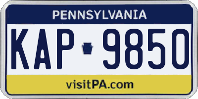 PA license plate KAP9850