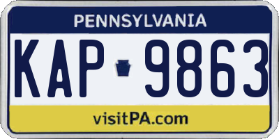 PA license plate KAP9863
