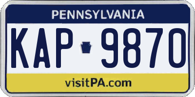 PA license plate KAP9870