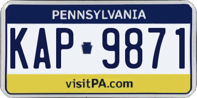 PA license plate KAP9871