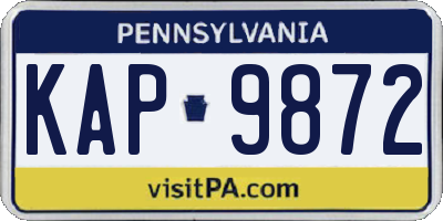 PA license plate KAP9872