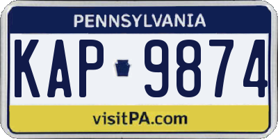 PA license plate KAP9874