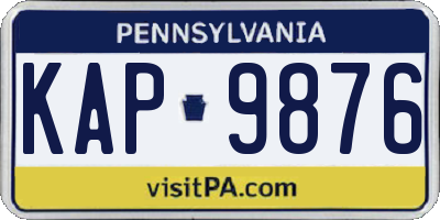 PA license plate KAP9876