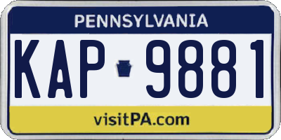 PA license plate KAP9881