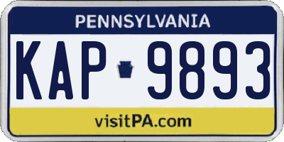 PA license plate KAP9893