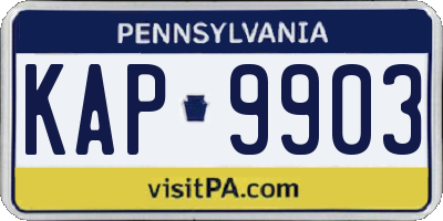 PA license plate KAP9903