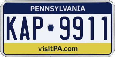PA license plate KAP9911