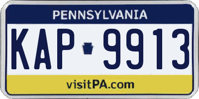 PA license plate KAP9913