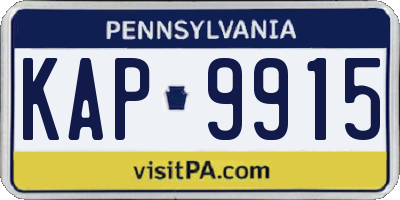 PA license plate KAP9915
