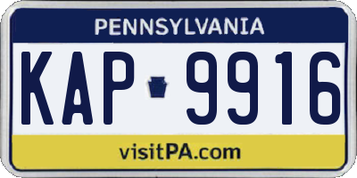 PA license plate KAP9916