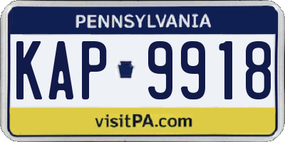 PA license plate KAP9918