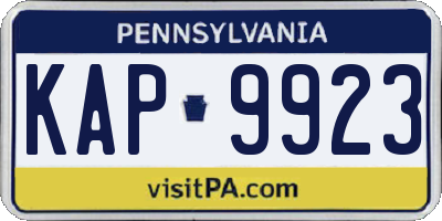 PA license plate KAP9923