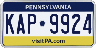 PA license plate KAP9924