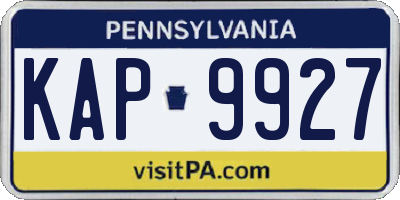 PA license plate KAP9927