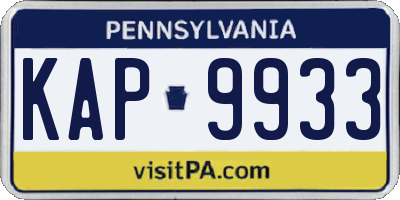 PA license plate KAP9933