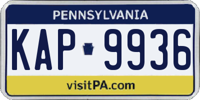 PA license plate KAP9936
