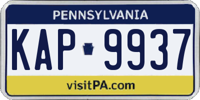 PA license plate KAP9937