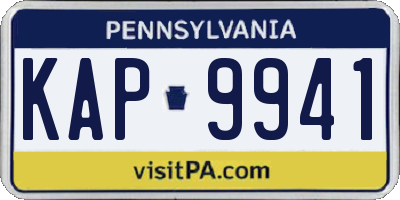 PA license plate KAP9941