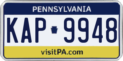 PA license plate KAP9948