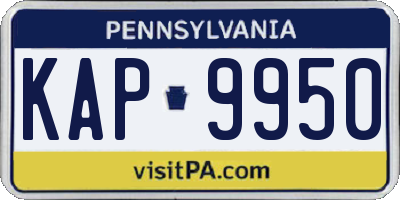PA license plate KAP9950