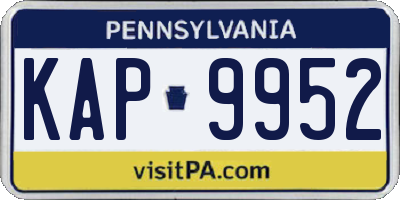 PA license plate KAP9952