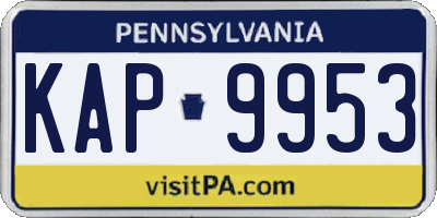 PA license plate KAP9953