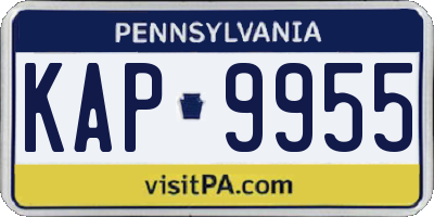 PA license plate KAP9955